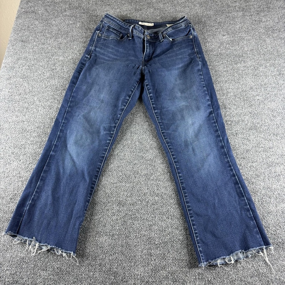 Levis 529 Curvy Bootcut Jeans Womens 10 Blue Medium Wash Stretch Denim Raw Hem